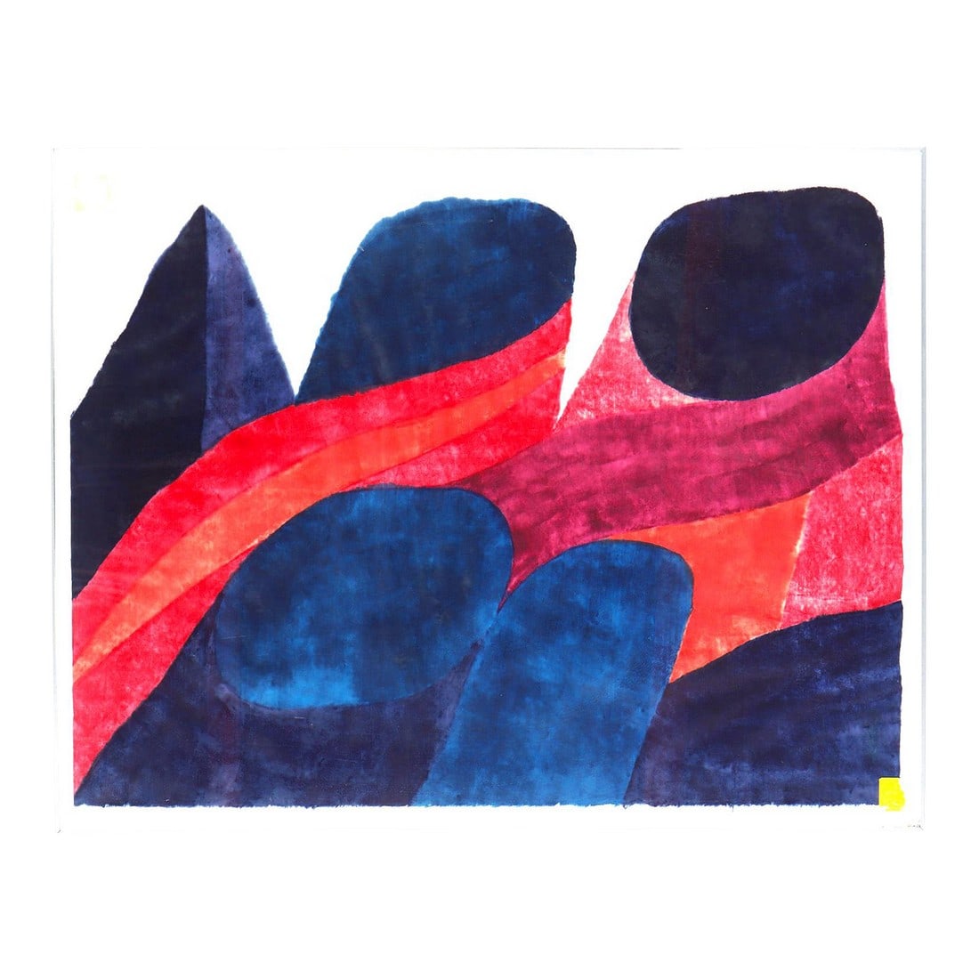 1970s Large 51" Original Signed Carol Summers "Rocky Mountains" Woodcut Print: Large Original Signed Carol Summers "Rocky Mountains" Woodcut Print. Carol Summers (American, 1925-2016) "Rocky Mountains", Color Woodcut Print, from an edition of 50, signed, numbered and titled. 