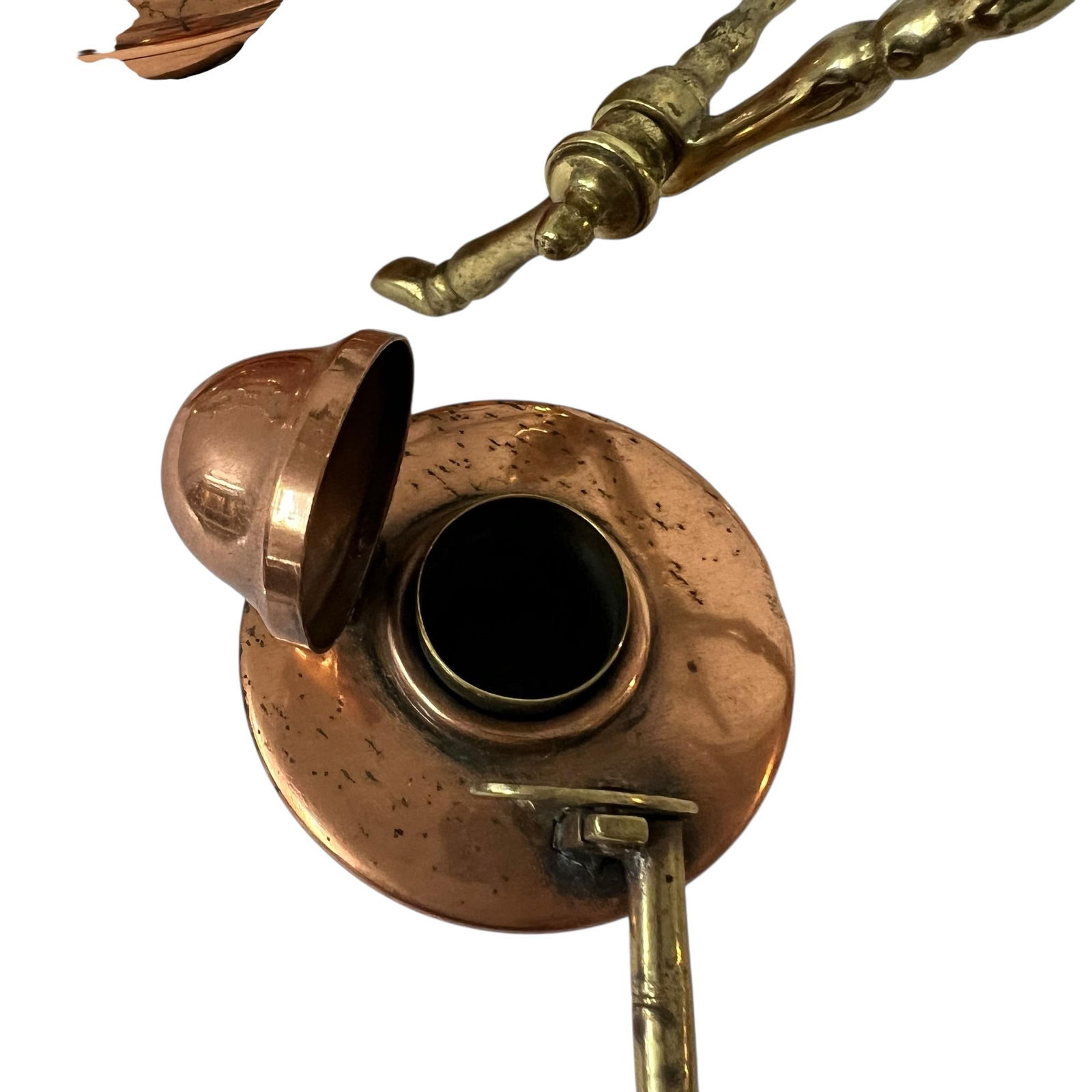 Vintage Copper and Brass Spirit Tea Kettle on Stand With Warmer - 5