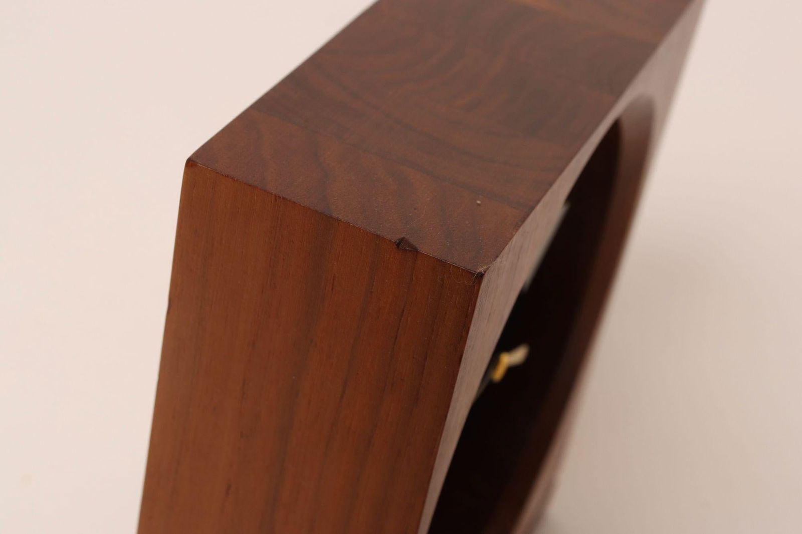 Vintage American Modernist Staved Walnut Square Wall Clock With Date Window - 12