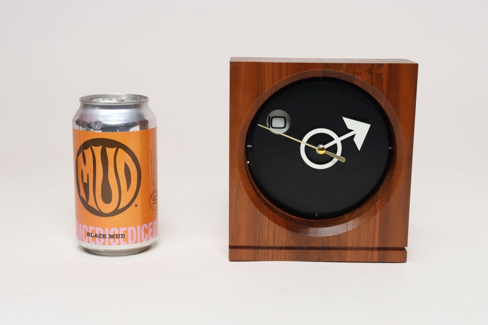 Vintage American Modernist Staved Walnut Square Wall Clock With Date Window - 8