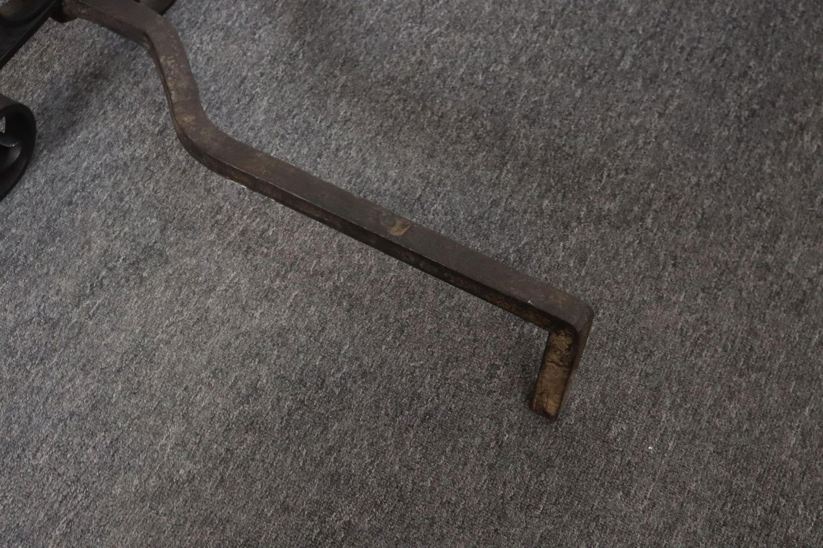 Pair of Gothic Revival Firedogs / Andirons With Basket Twist and Scroll Motif - 14