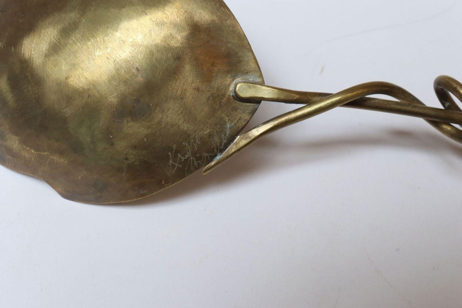 Set of Three Brutalist Brass Decorative Serving Pieces - Ladle, Spoon, and Fork - 12