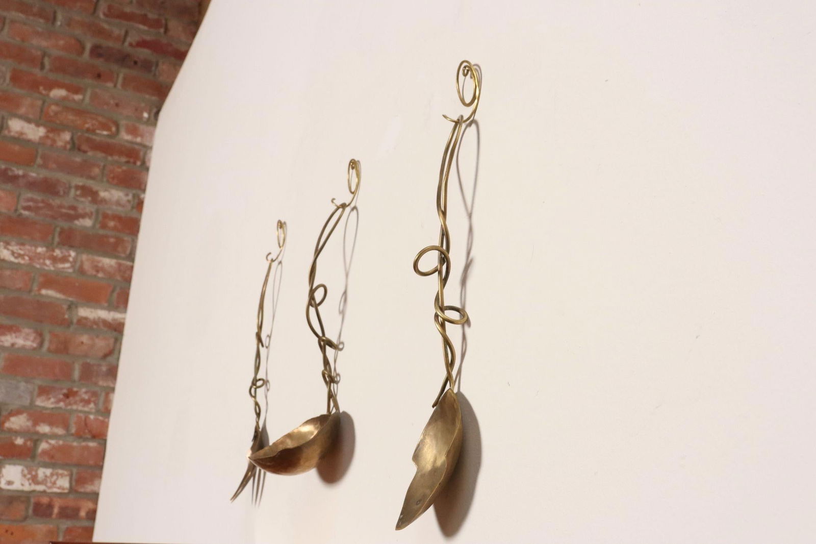 Set of Three Brutalist Brass Decorative Serving Pieces - Ladle, Spoon, and Fork - 17