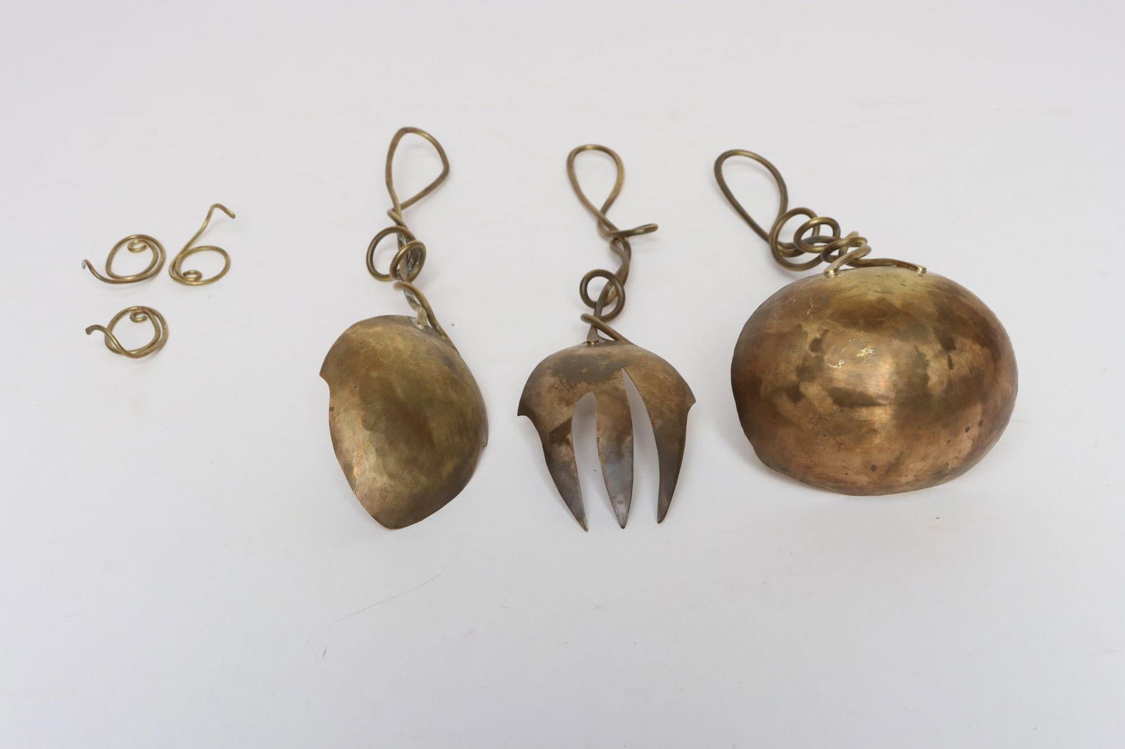 Set of Three Brutalist Brass Decorative Serving Pieces - Ladle, Spoon, and Fork - 5