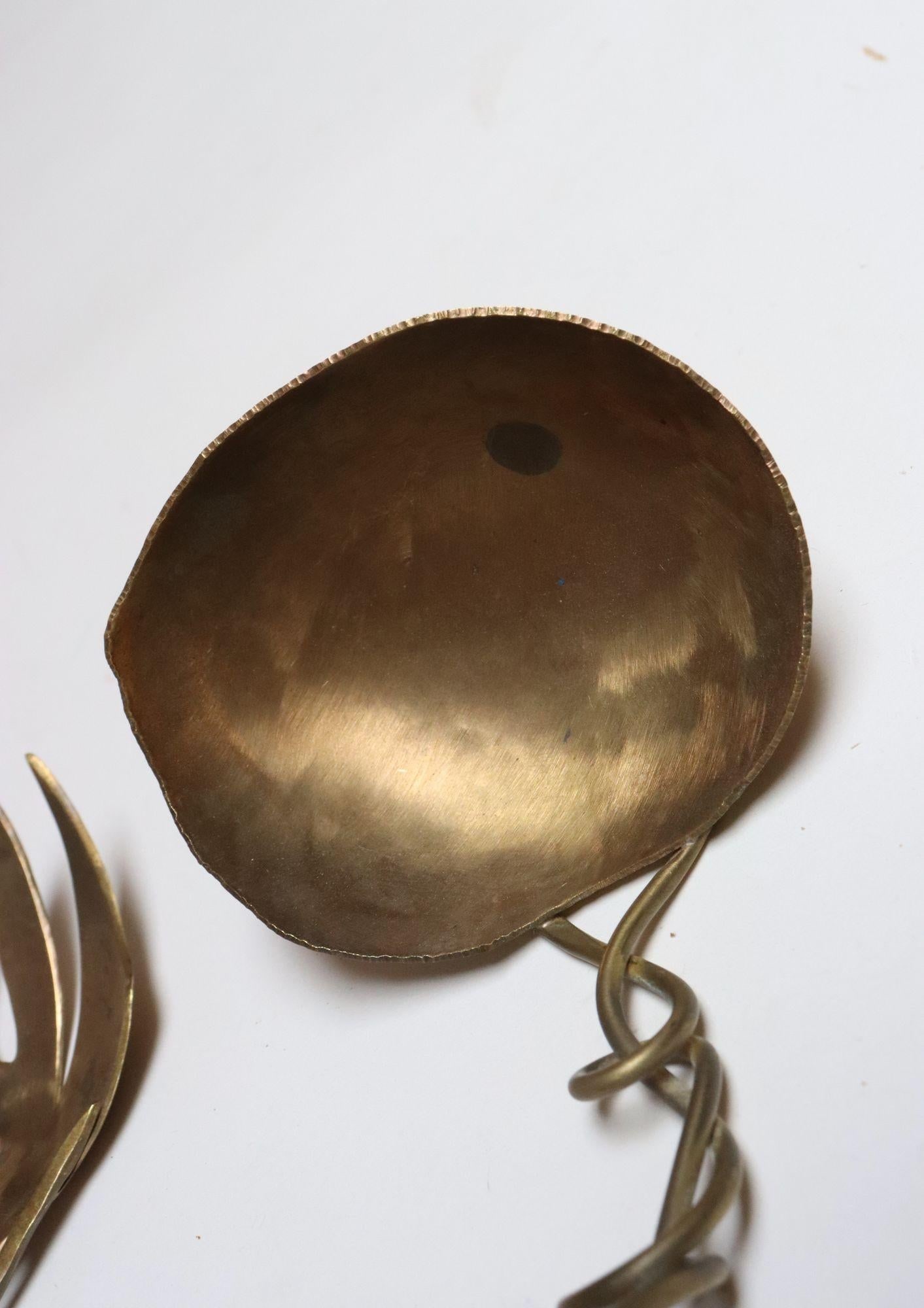 Set of Three Brutalist Brass Decorative Serving Pieces - Ladle, Spoon, and Fork - 7