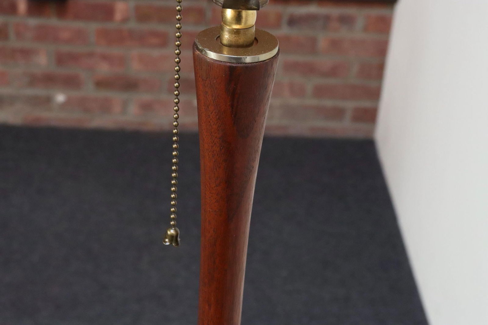 Vintage Scandinavian Sculptural Solid Teak and Brass Floor Lamp - 12