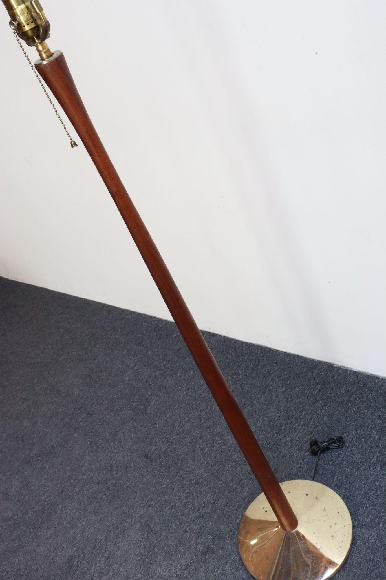 Vintage Scandinavian Sculptural Solid Teak and Brass Floor Lamp - 6