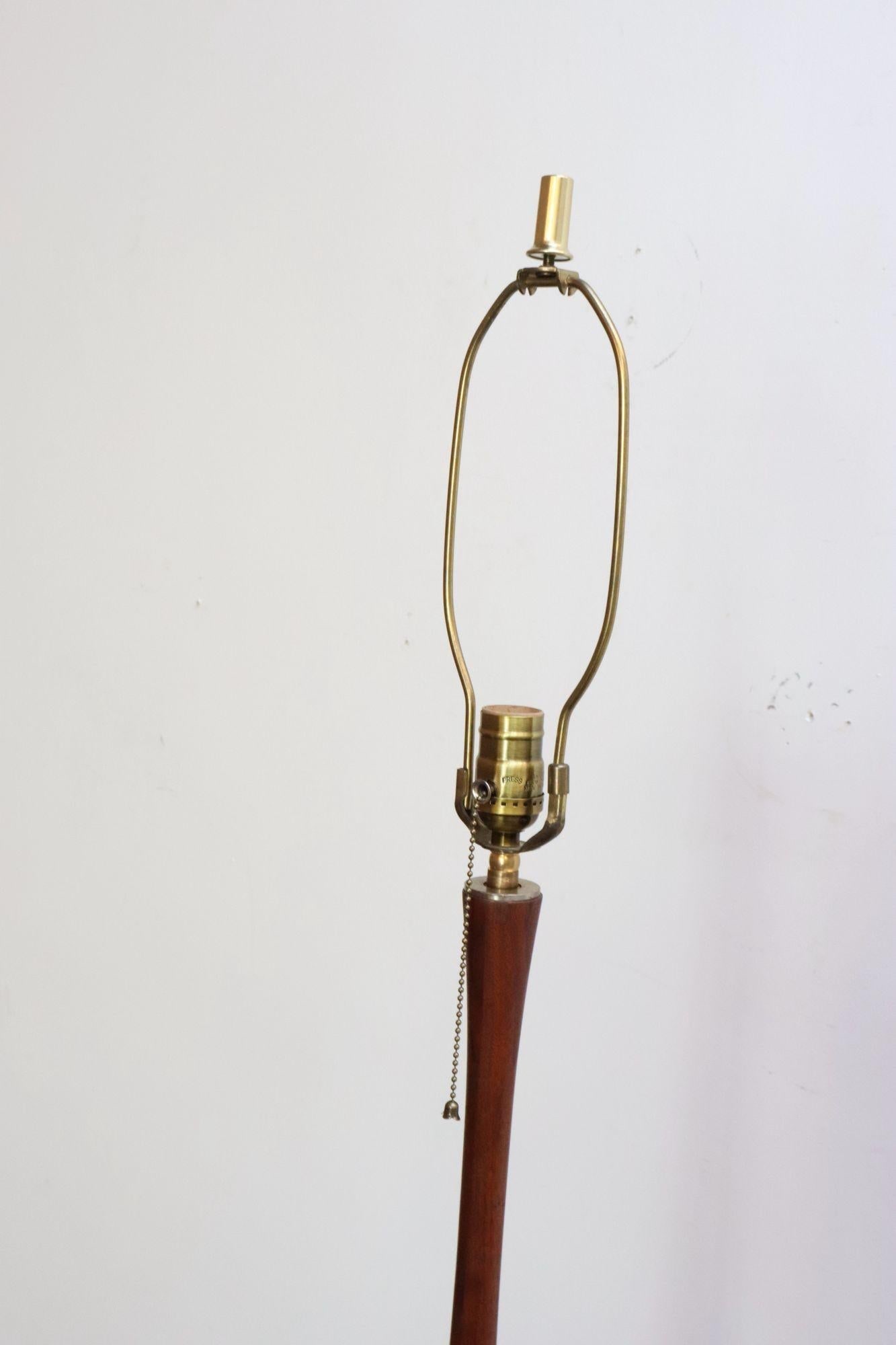 Vintage Scandinavian Sculptural Solid Teak and Brass Floor Lamp - 8