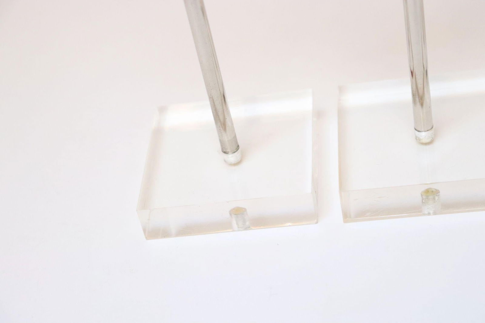 Set of Four Vintage Chrome Orb Candlesticks With Lucite Stems and Bases - 12