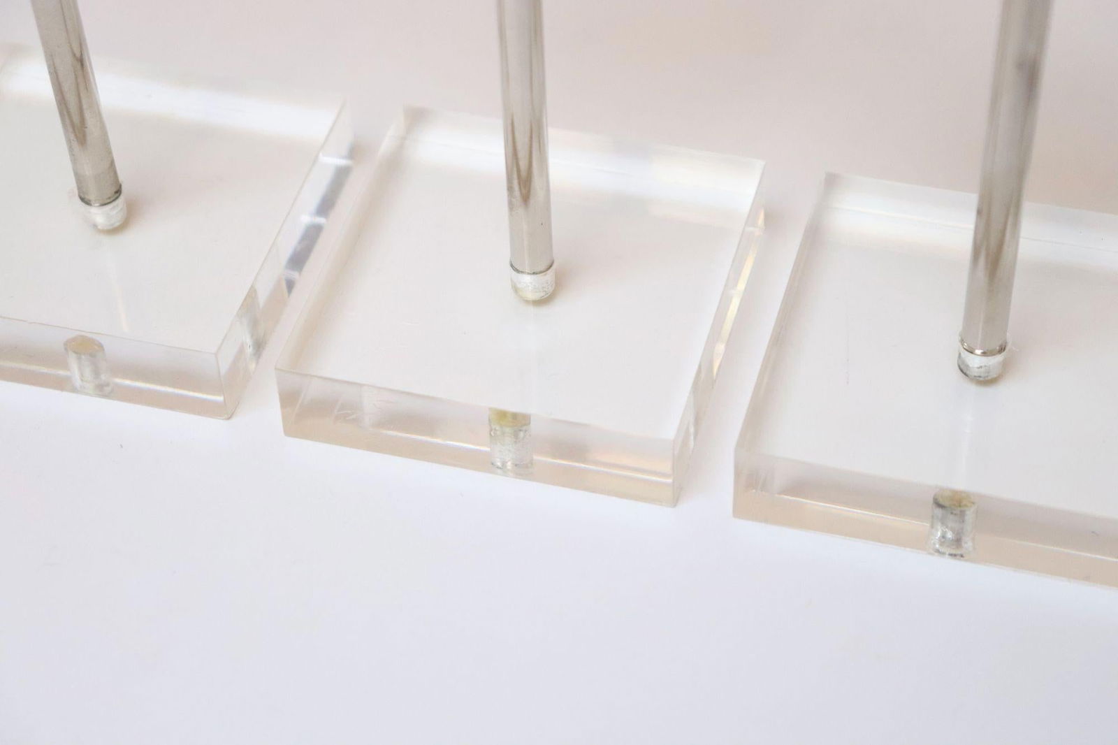 Set of Four Vintage Chrome Orb Candlesticks With Lucite Stems and Bases - 13