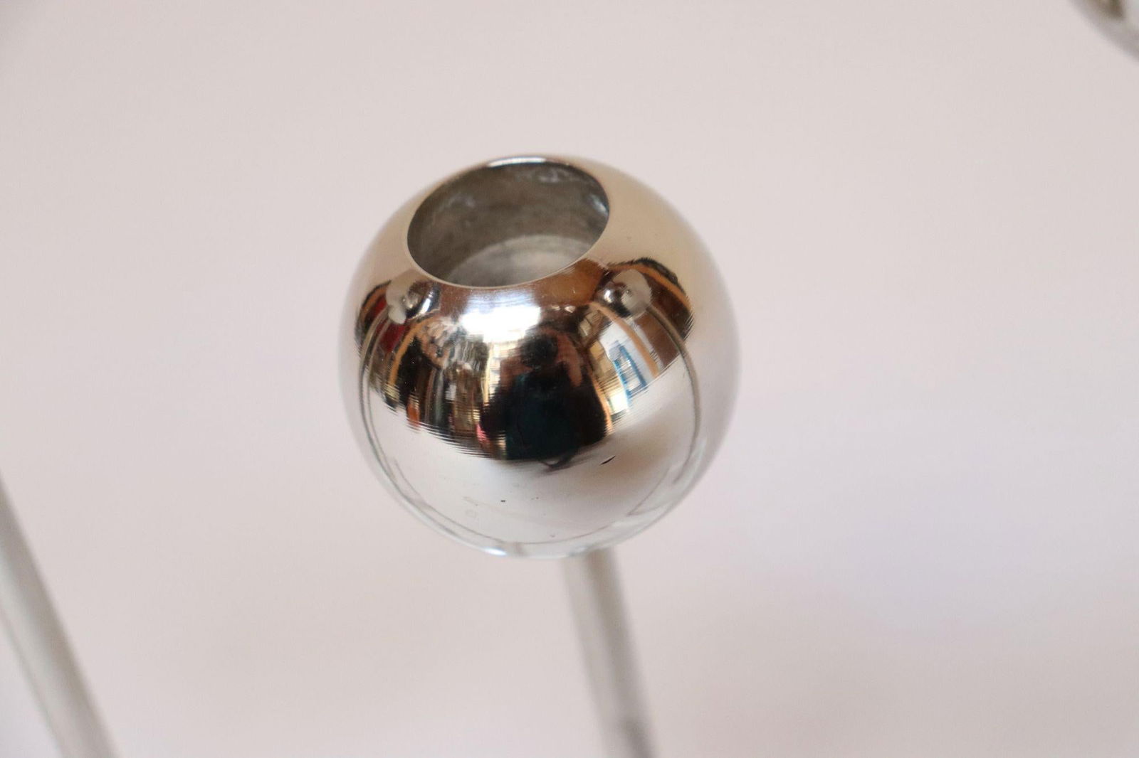 Set of Four Vintage Chrome Orb Candlesticks With Lucite Stems and Bases - 7