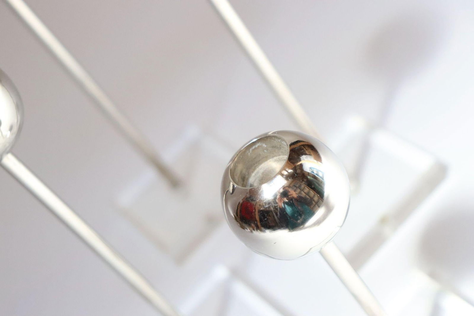 Set of Four Vintage Chrome Orb Candlesticks With Lucite Stems and Bases - 9