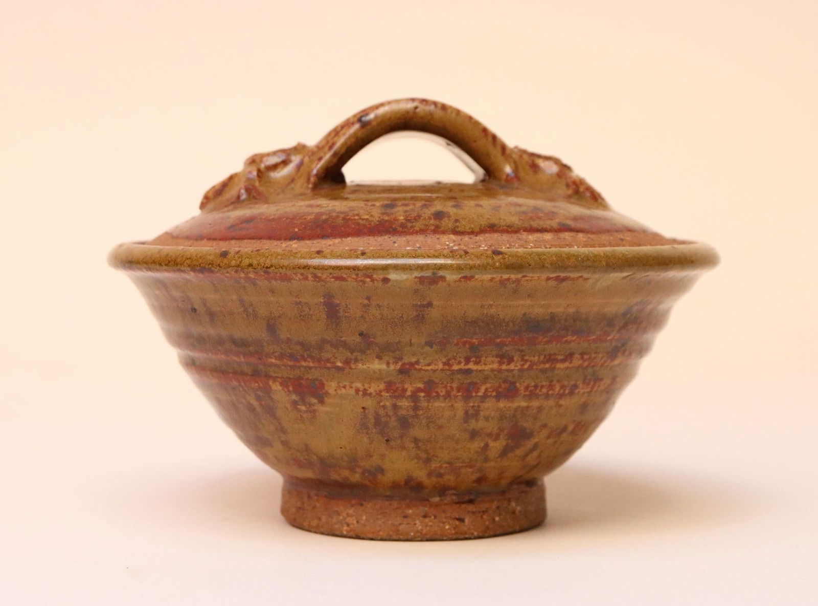 Mid-Century Modern Ochre Studio Pottery Bowl With Lid by Deanna Nichols - 3