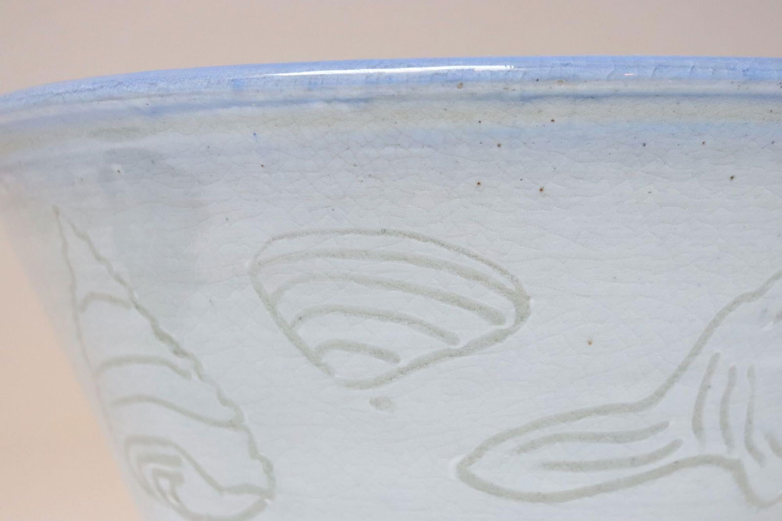 Vintage Incised Studio Pottery Compote Vase With Shell Motif by Deanna Nichols - 12