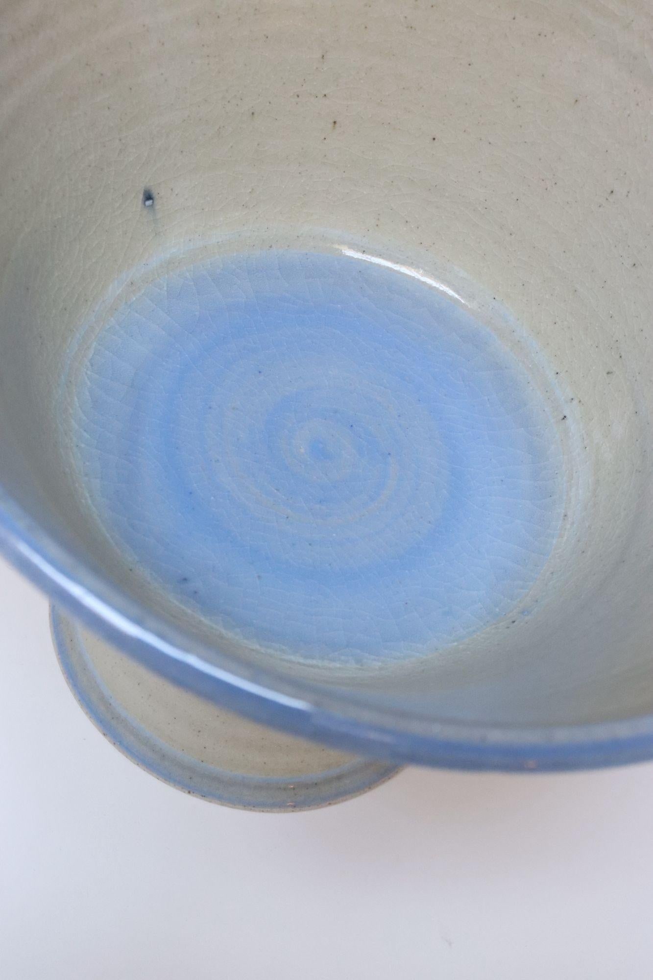 Vintage Incised Studio Pottery Compote Vase With Shell Motif by Deanna Nichols - 13