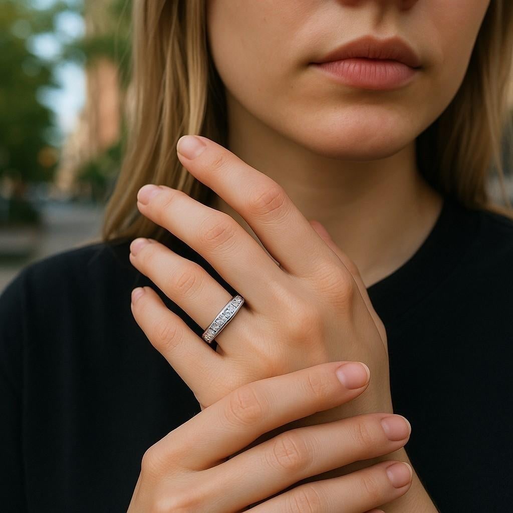 Platinum Princess Diamond 2.75 Carat Eternity 3.5 Millimeter Wide Band Size 6 - 3