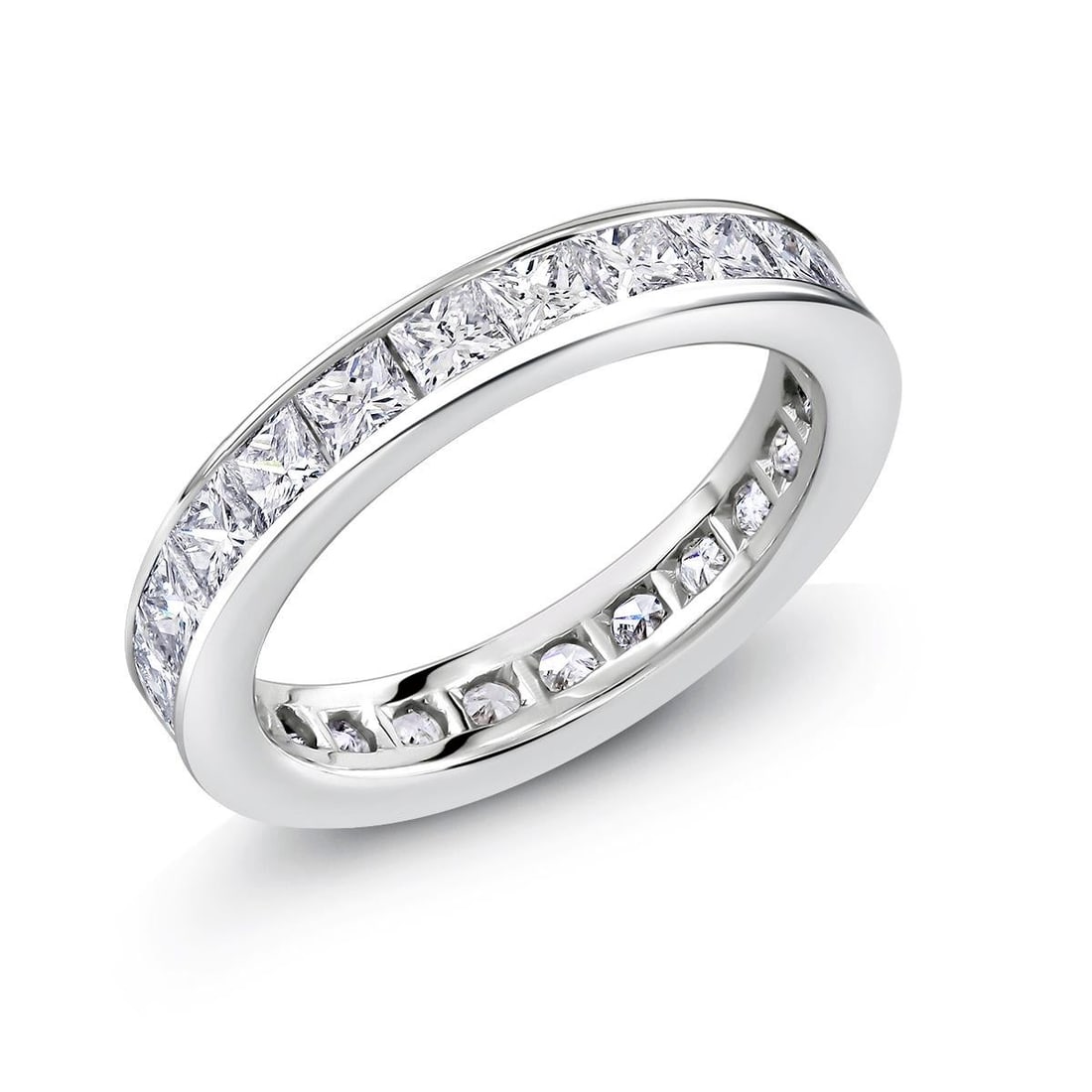 Platinum Princess Diamond 2.75 Carat Eternity 3.5 Millimeter Wide Band Size 6 - 4