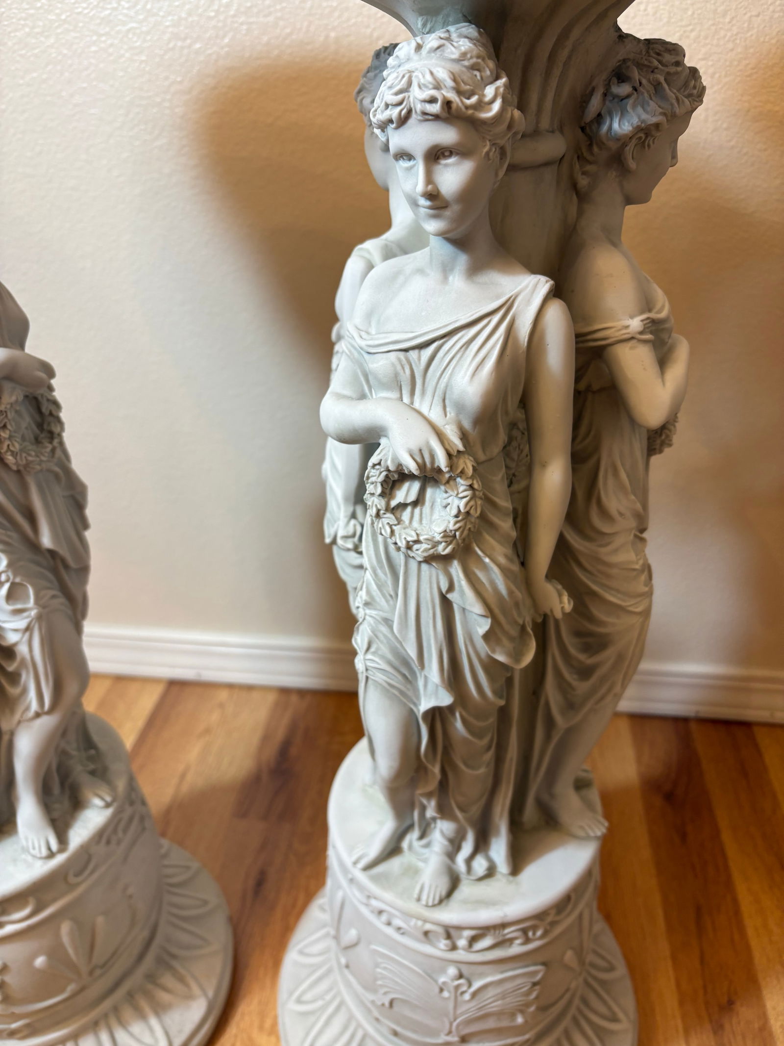 1970s Three Grecian Graces Pedestals, Columns-a Pair - 2