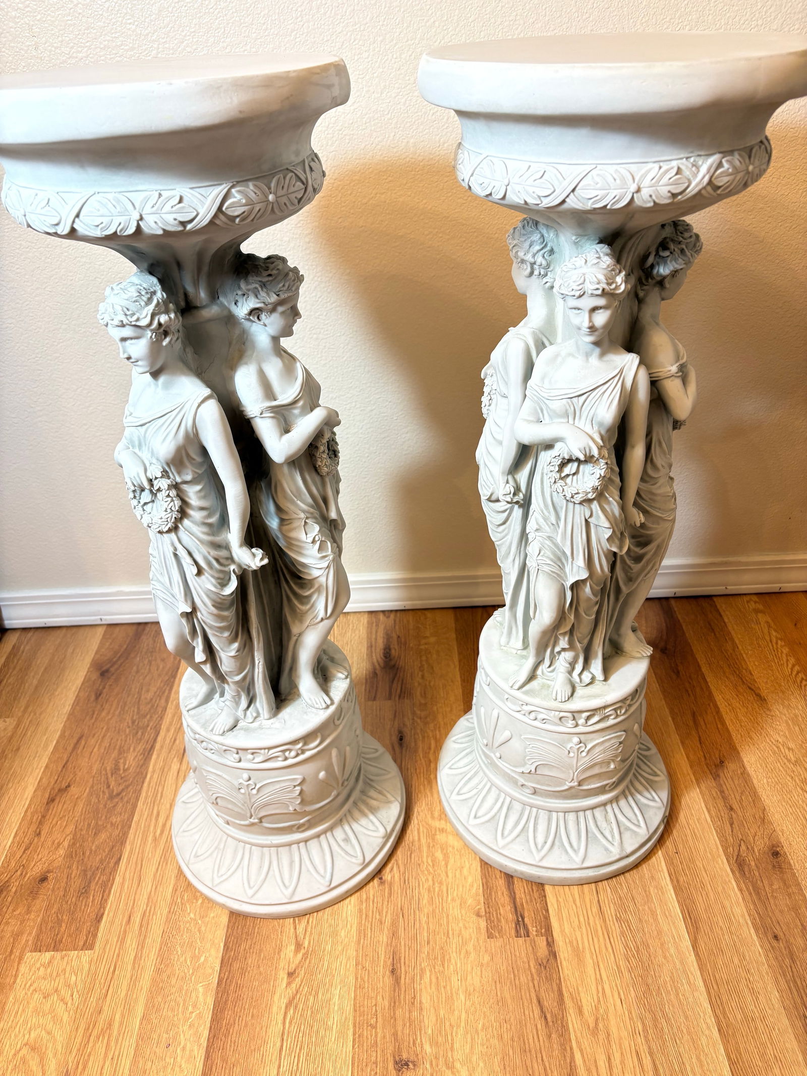 1970s Three Grecian Graces Pedestals, Columns-a Pair - 4
