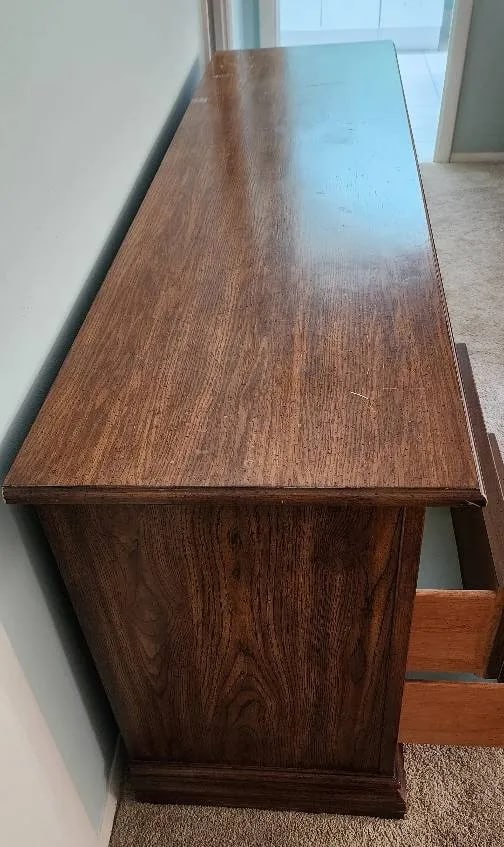 1970s Stanley Furniture Spanish Mediterranean Carved Oak Dresser Set - A Pair - 10