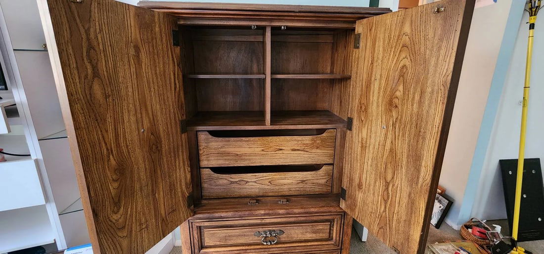 1970s Stanley Furniture Spanish Mediterranean Carved Oak Dresser Set - A Pair - 8