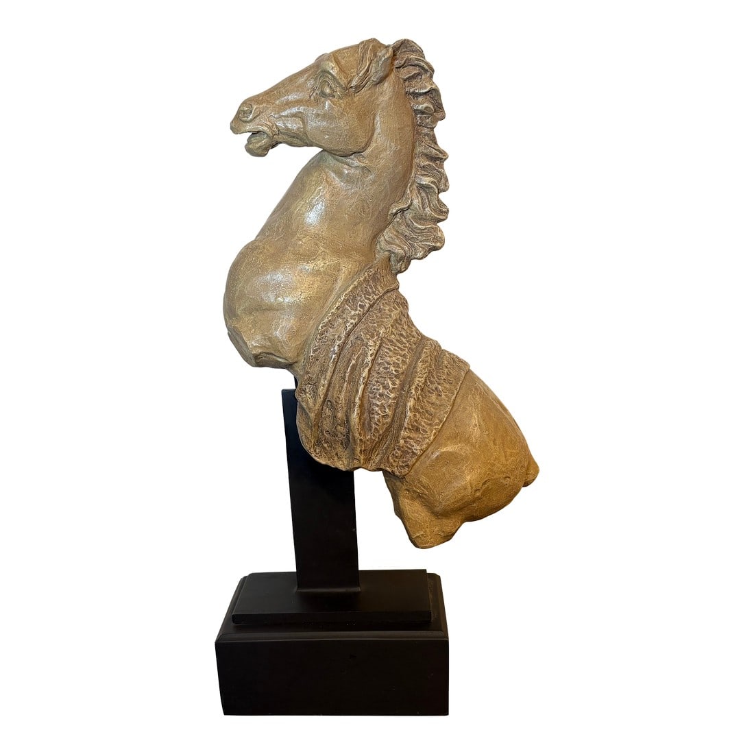 1970s Austin Production's Majestic Tang Durastone Sculpture: This Austin Production Majestic Tang Durastone Sculpture stands at a magnificent 20 inches tall; weighing over 8 pounds and having the width of 5 inches and depth of 11 inches. This is quite a