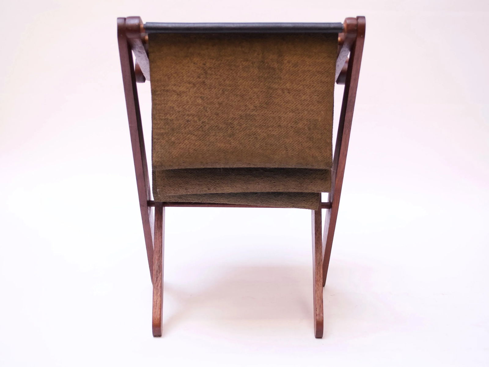 Henry P. Glass Walnut and Naugahyde Magazine Rack - 12