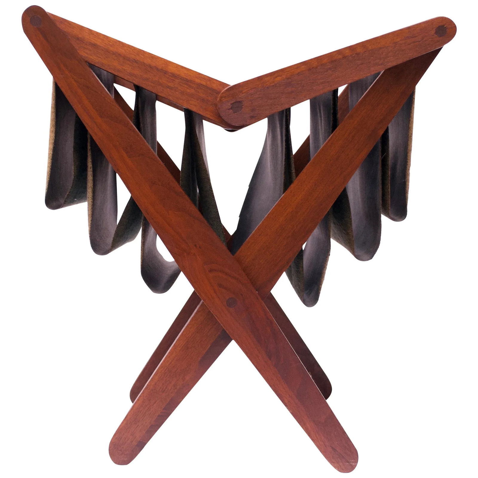 Henry P. Glass Walnut and Naugahyde Magazine Rack - 13