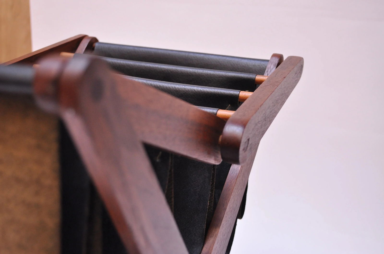 Henry P. Glass Walnut and Naugahyde Magazine Rack - 5
