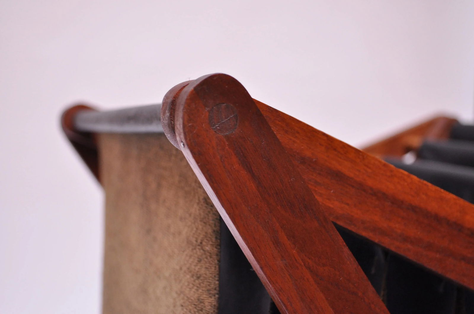 Henry P. Glass Walnut and Naugahyde Magazine Rack - 6