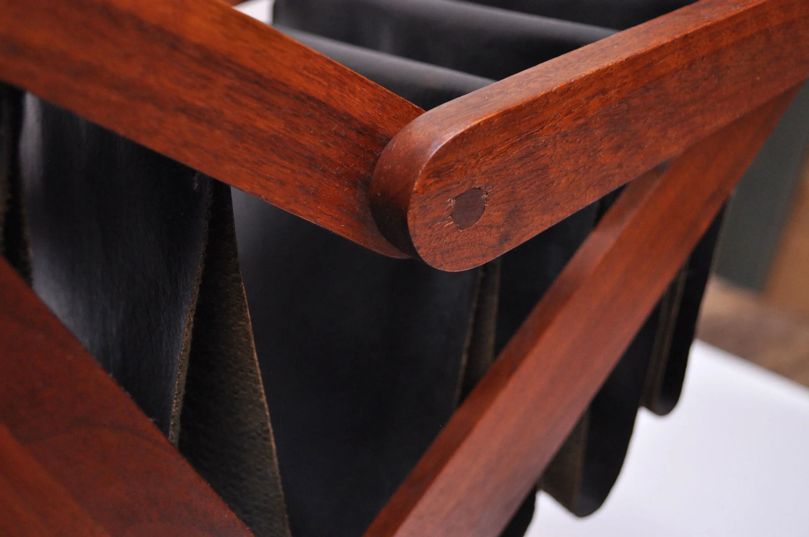 Henry P. Glass Walnut and Naugahyde Magazine Rack - 7