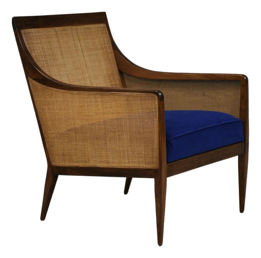 1960s Kipp Stewart for Directional Walnut and Cane Lounge Chair (1 of 8)