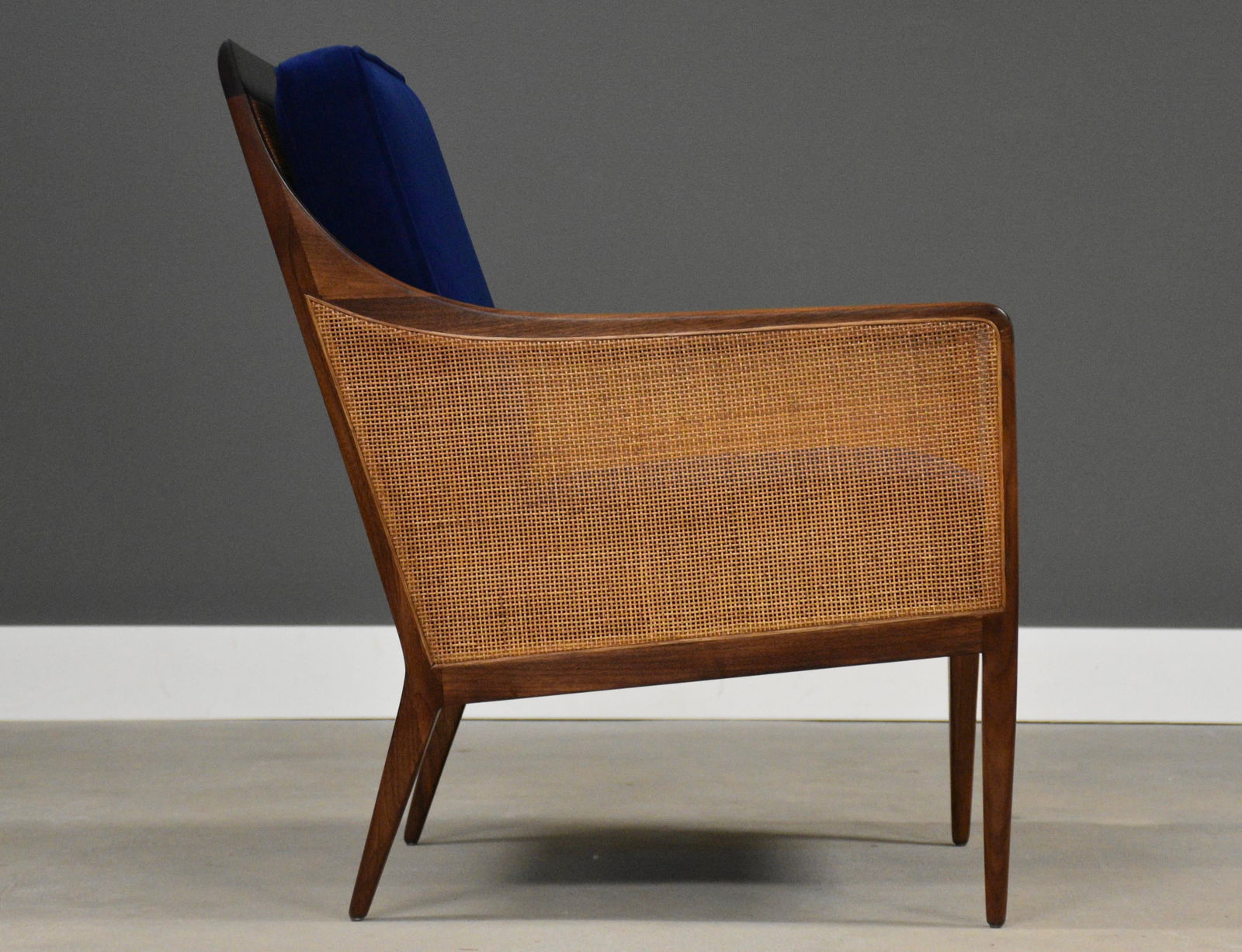 1960s Kipp Stewart for Directional Walnut and Cane Lounge Chair - 2