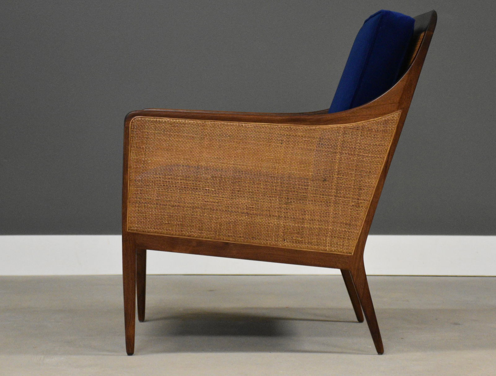 1960s Kipp Stewart for Directional Walnut and Cane Lounge Chair - 3