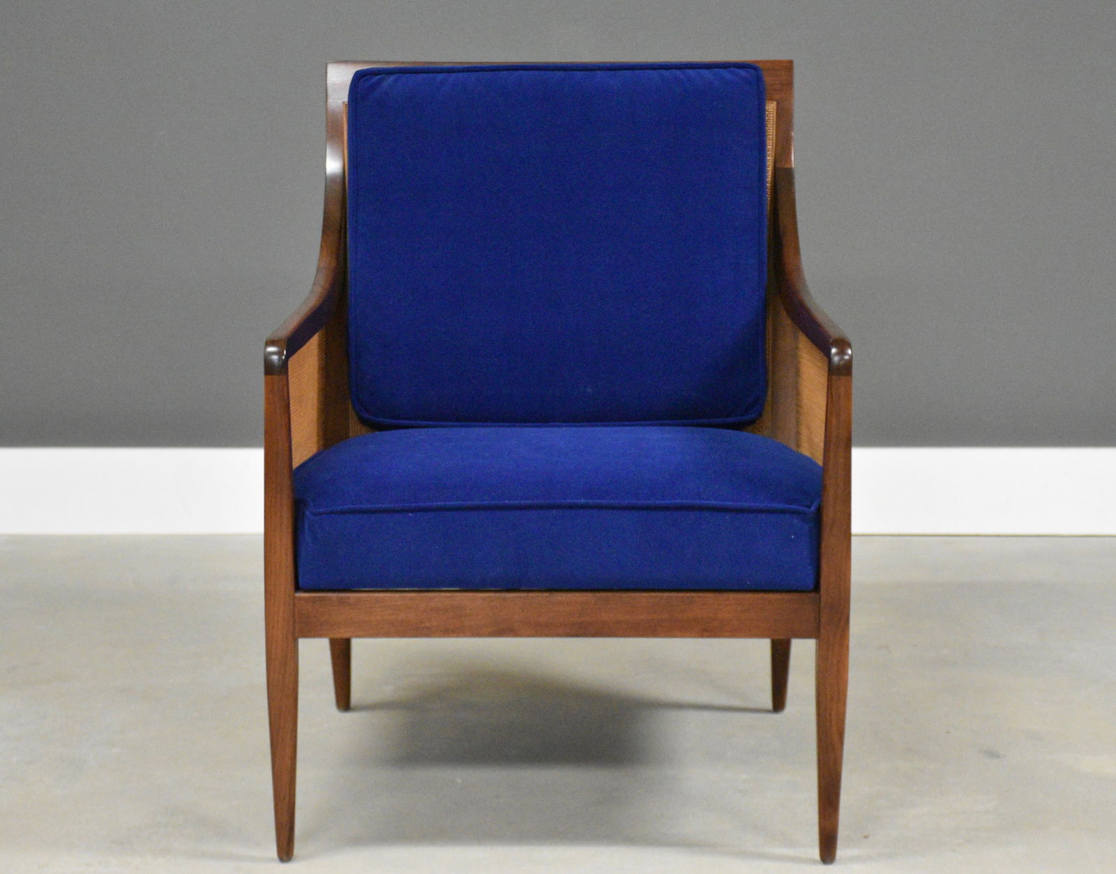 1960s Kipp Stewart for Directional Walnut and Cane Lounge Chair - 4