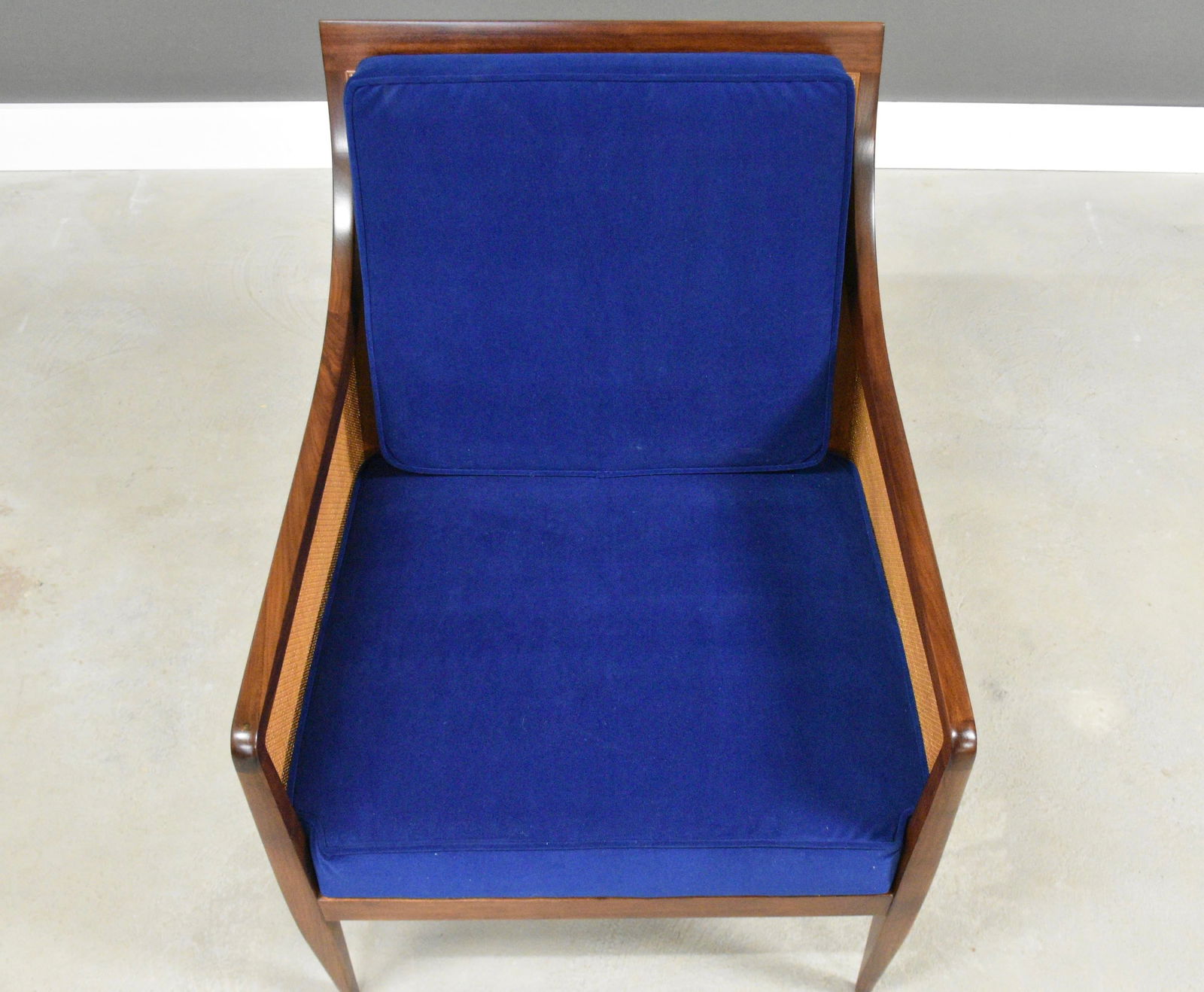 1960s Kipp Stewart for Directional Walnut and Cane Lounge Chair - 5