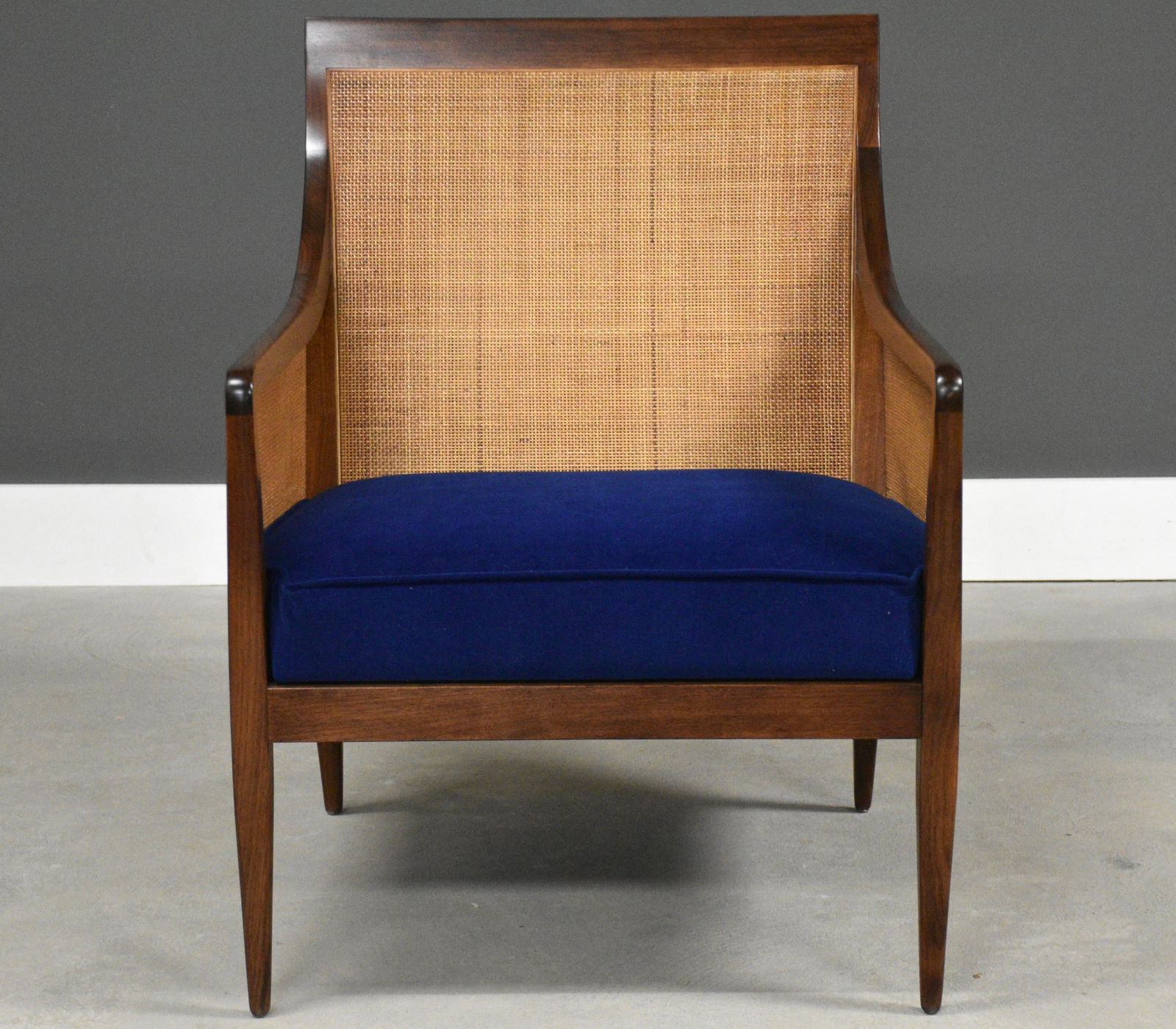 1960s Kipp Stewart for Directional Walnut and Cane Lounge Chair - 6
