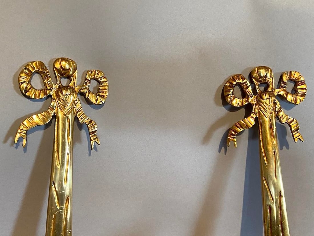 Late 20th C French Maker Louis XVI Bronze Wall Lamps /Sconces Pair - 2