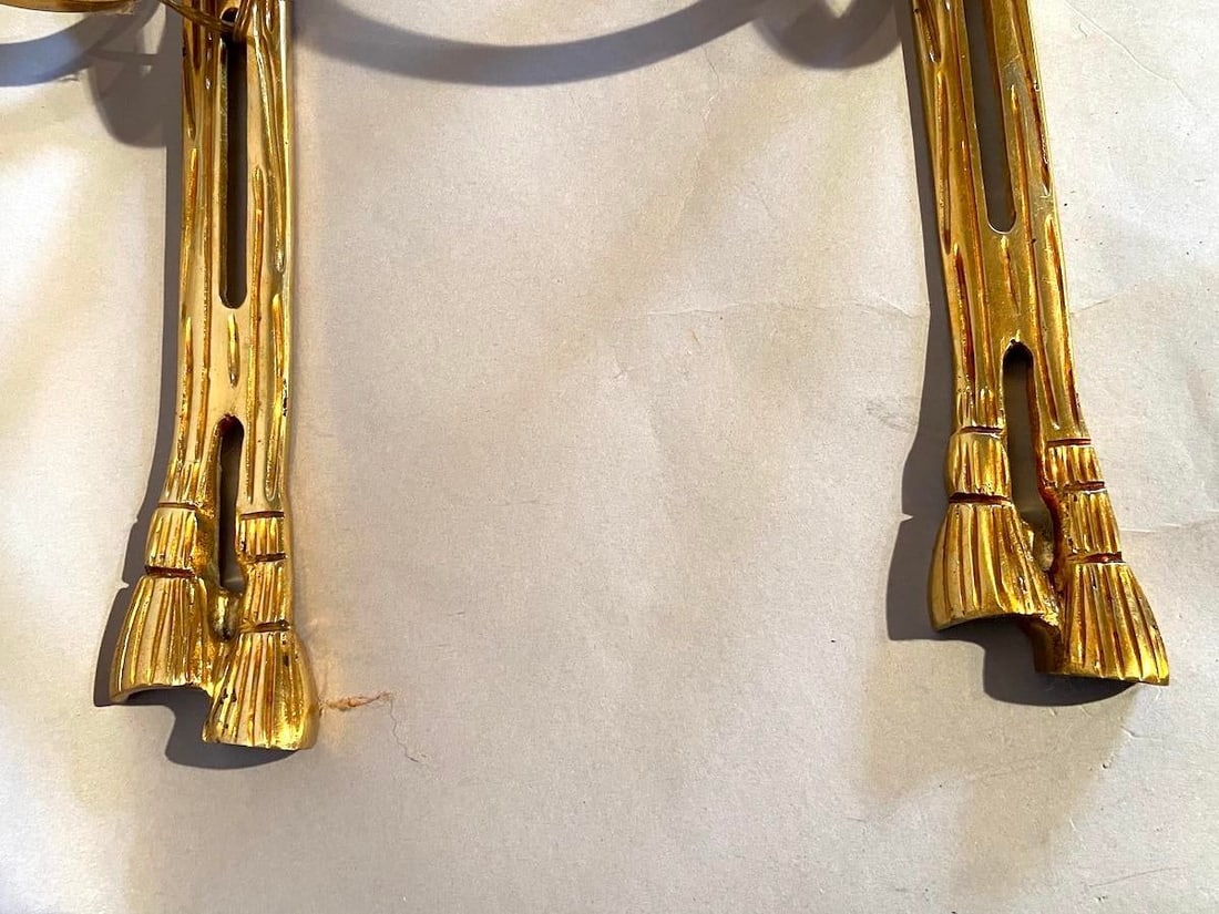 Late 20th C French Maker Louis XVI Bronze Wall Lamps /Sconces Pair - 9