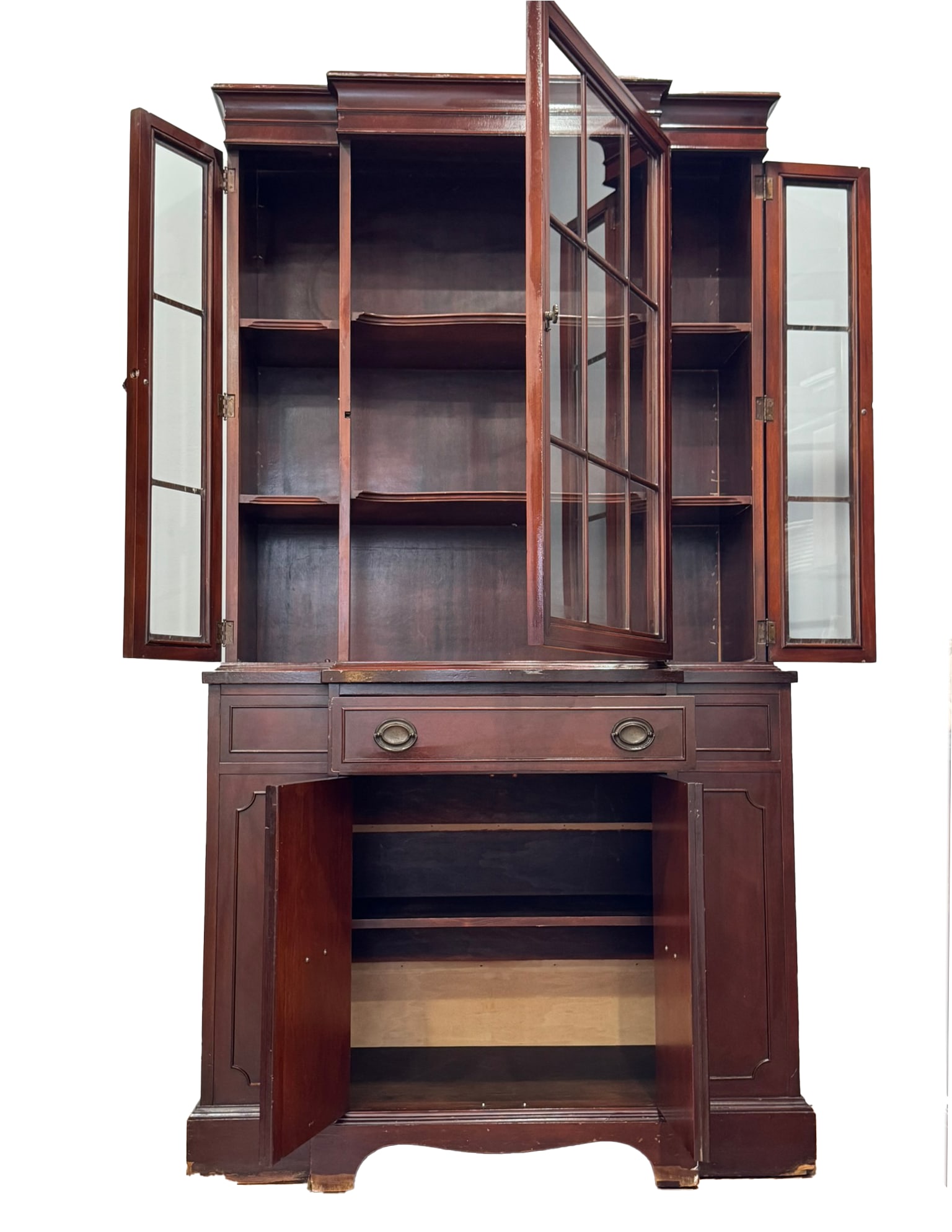 Mid-Century Brickwede Mahogany China Cabinet | Glass Curio Display Hutch | Vintage Solid Wood - 2