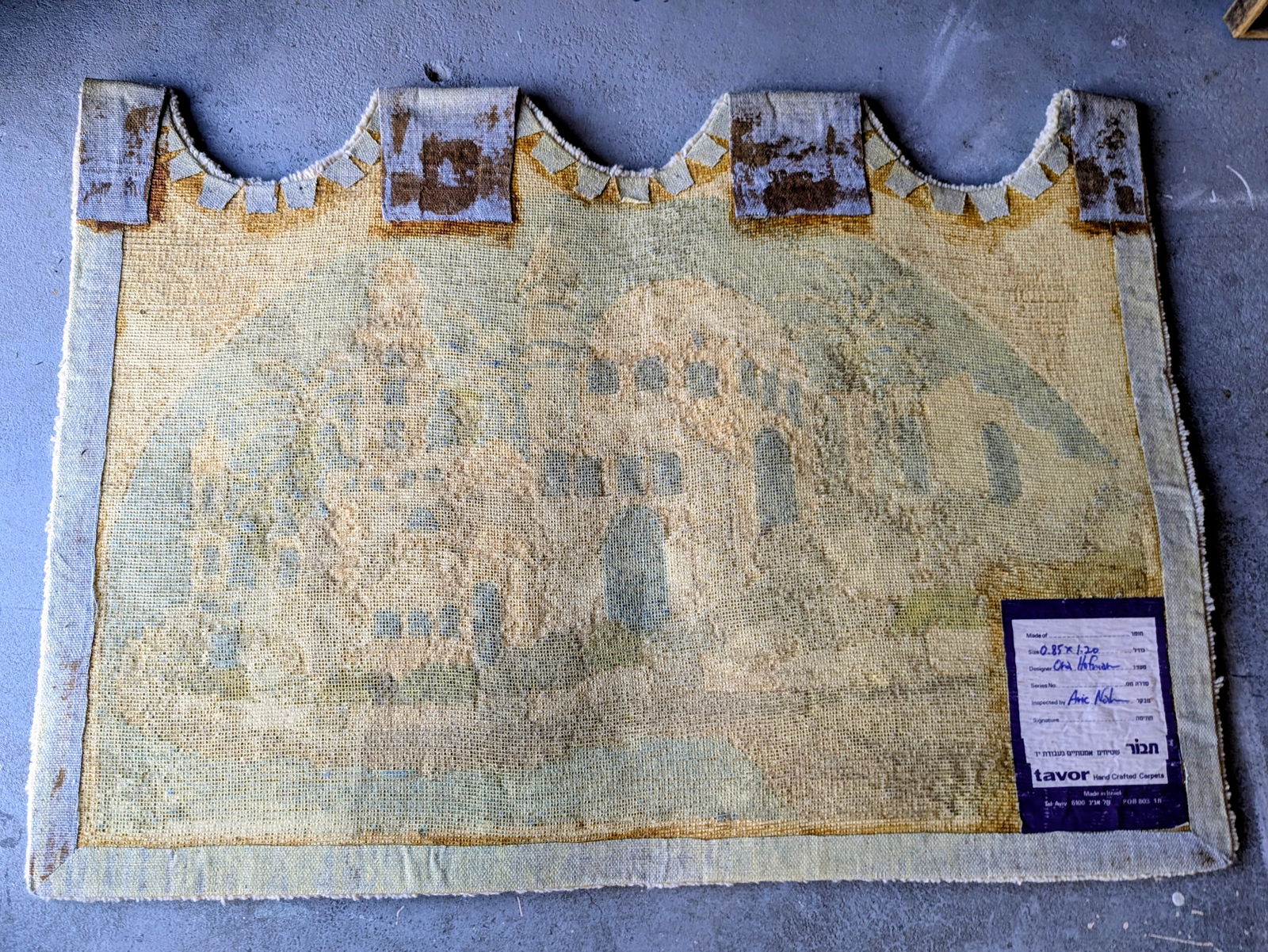 Late 20th Century Hand Crafted Decorative Jaffa Carpet Designed and Made in Israel Featuring Old Jer - 3