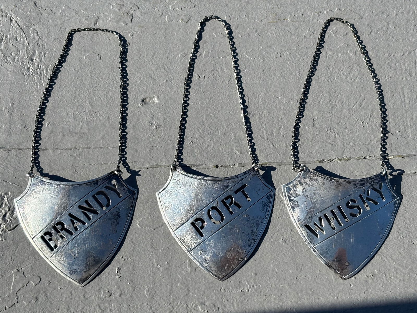 Late 19th C. Trio of Sterling Silver Liquor / Wine Decanter Plaques - 3