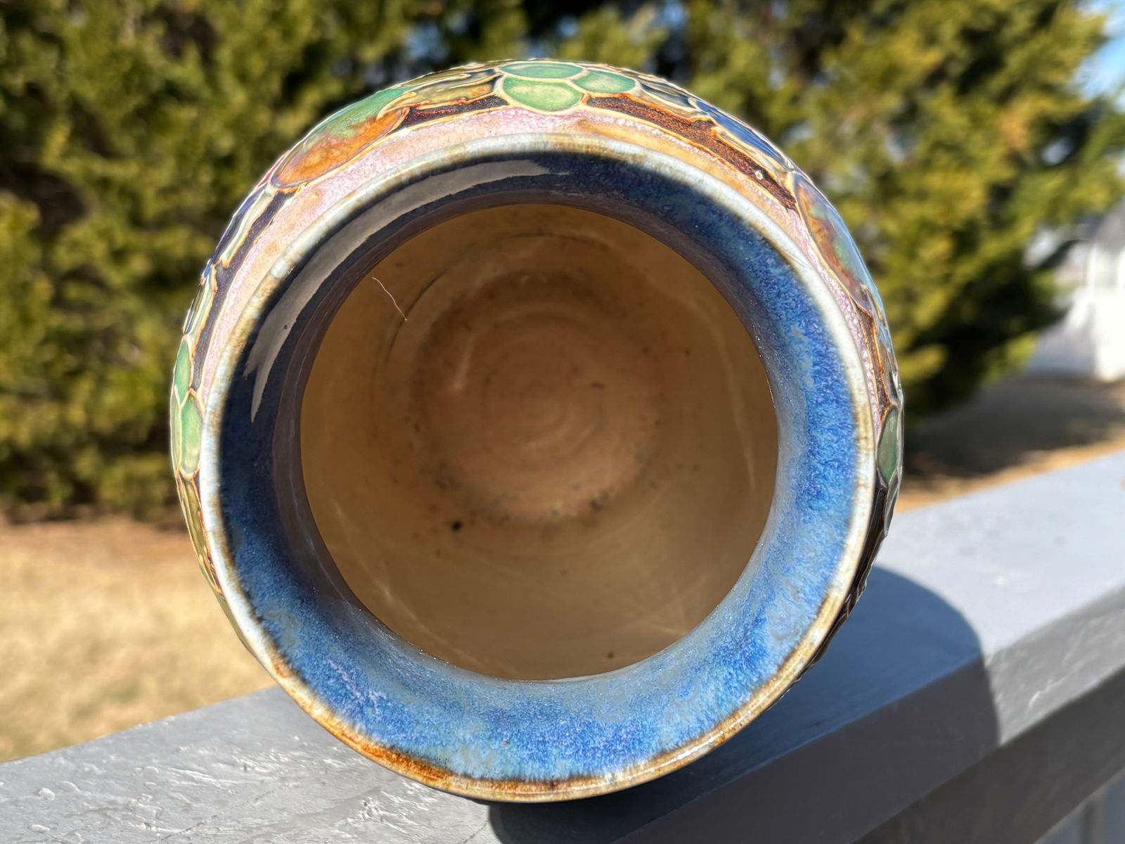 Royal Doulton England - Late 19th C. Floral Relief Stoneware 10" Vase - 3