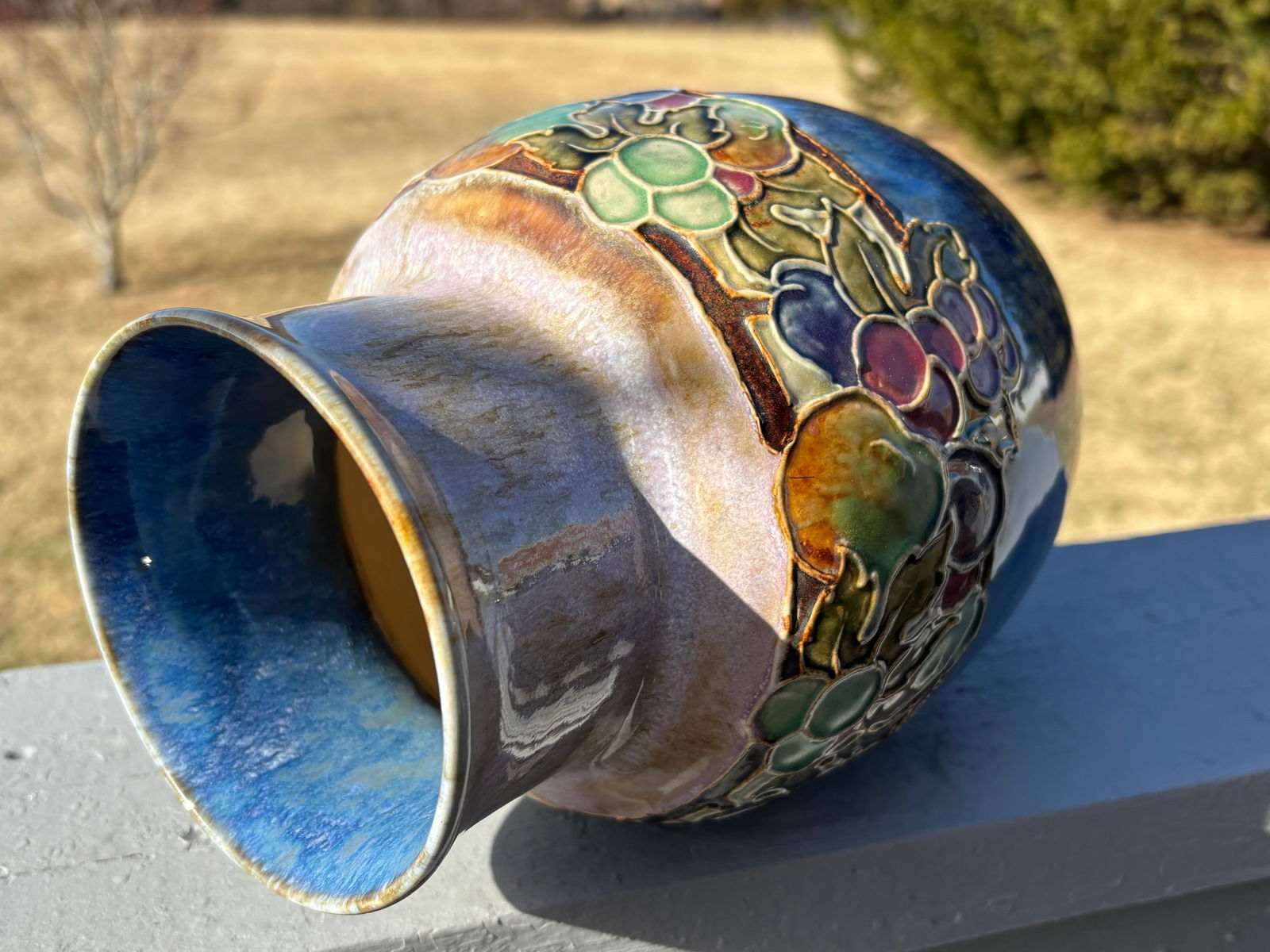 Royal Doulton England - Late 19th C. Floral Relief Stoneware 10" Vase - 9