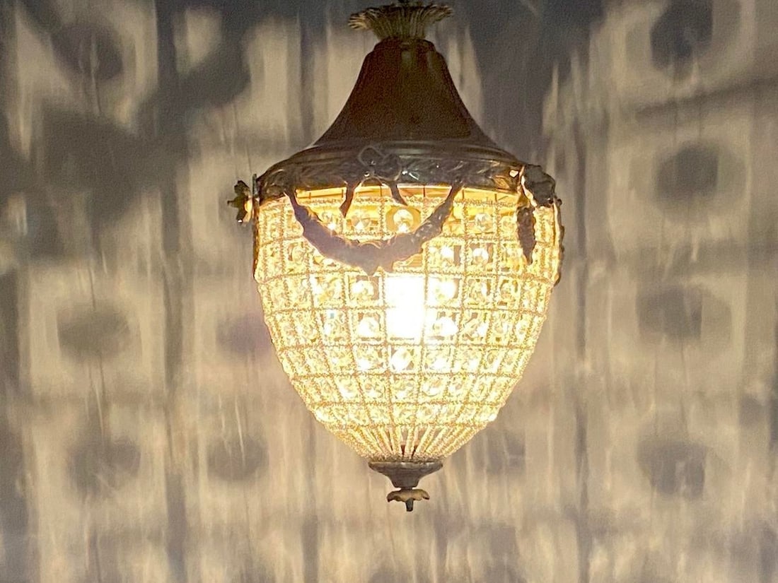 French Louis XVI Bronze Chandelier Lantern Late 20th C - 10