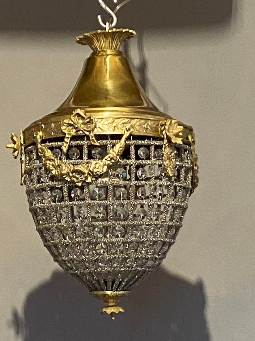 French Louis XVI Bronze Chandelier Lantern Late 20th C - 11