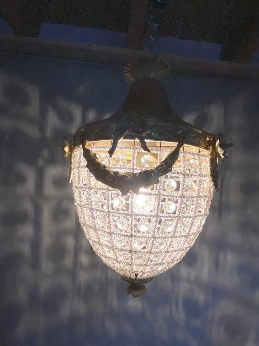 French Louis XVI Bronze Chandelier Lantern Late 20th C - 12