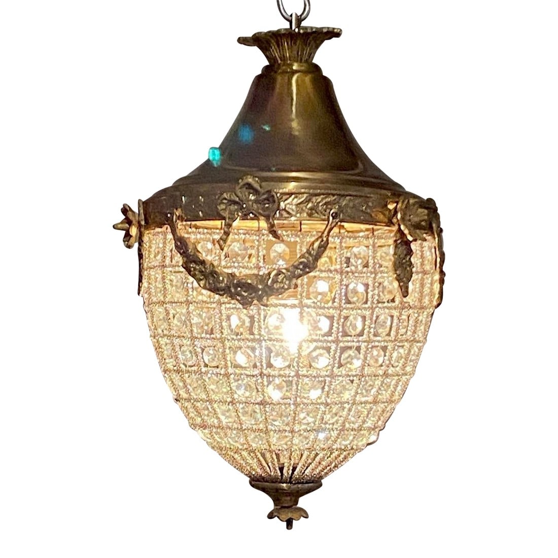 French Louis XVI Bronze Chandelier Lantern Late 20th C (1 of 12)