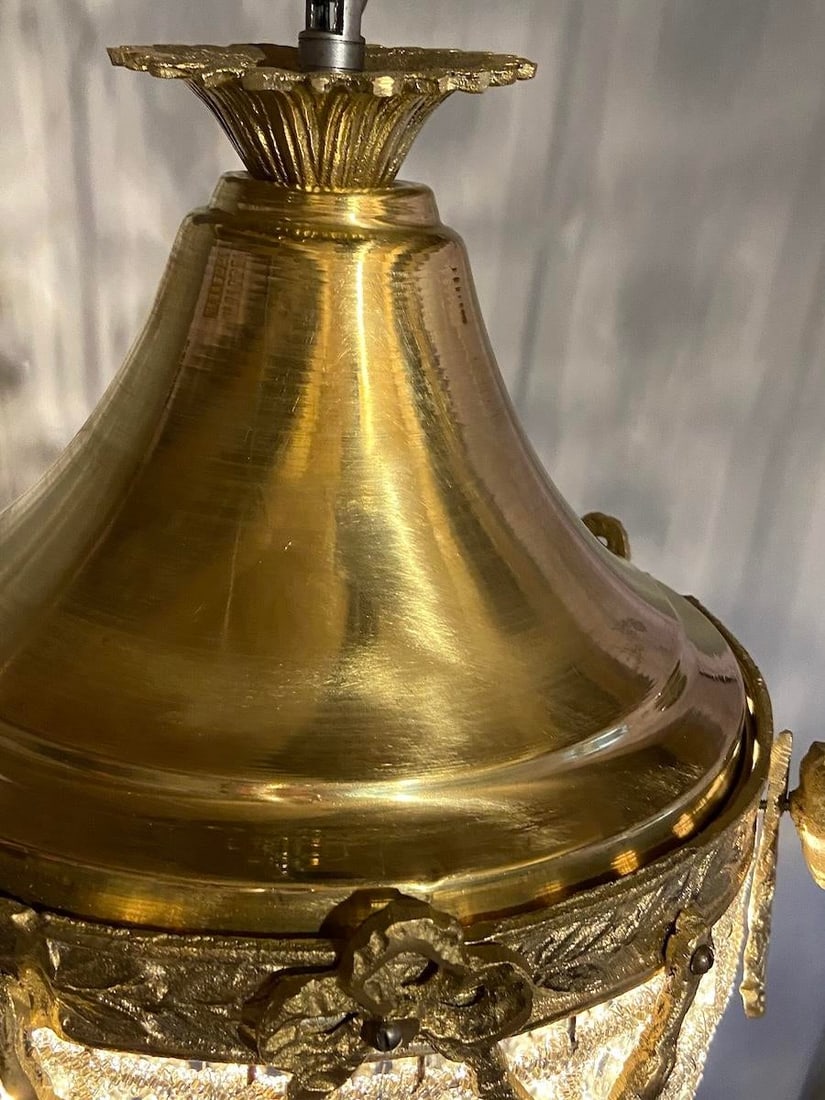 French Louis XVI Bronze Chandelier Lantern Late 20th C - 2