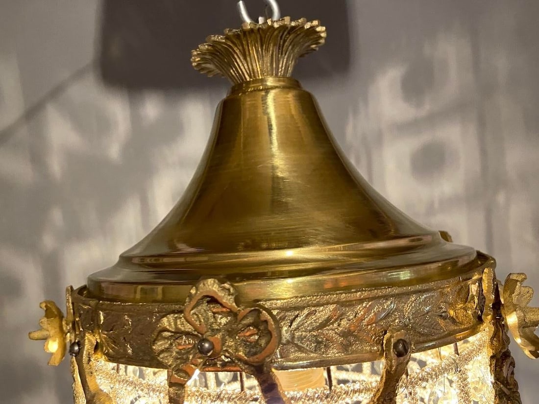 French Louis XVI Bronze Chandelier Lantern Late 20th C - 7